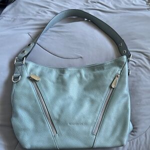 Gray/Blue Leather Shoulder Bag